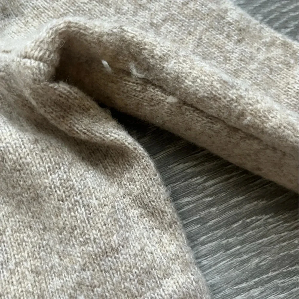 J. Crew oatmeal 100% lambs wool sequined collar long sleeve sweater Size S